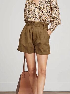 Apiece Apart Net Sustain Son Vida Linen Organic Cotton High Waist Shorts Small